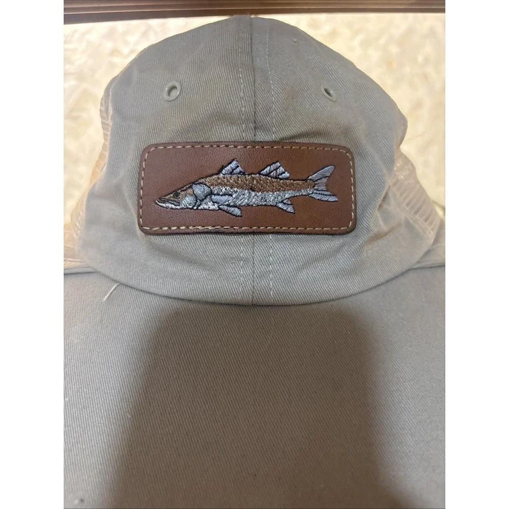 Vintage Neck panel hat cap Beige Cotton fly fishing long bill Made in usa Large
